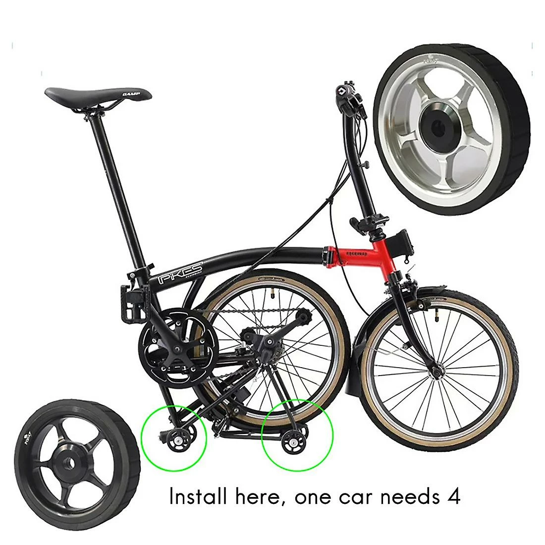 Unbranded Poday Folding Bike Easywheel Pour Vélo Porte-bagages Arrière Easy Wheel Widening Thickening Antidérapant E – Image 3