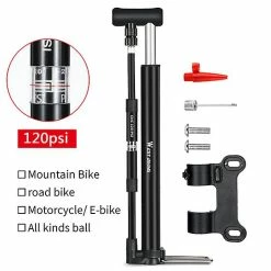 Beculerty West Biking Bike Foot Pump 120psi Haute Pression Avec Jauge Mini Pompe En Alliage Portable Pour Schrader Presta Valve Pneu Gonfleur D’Air