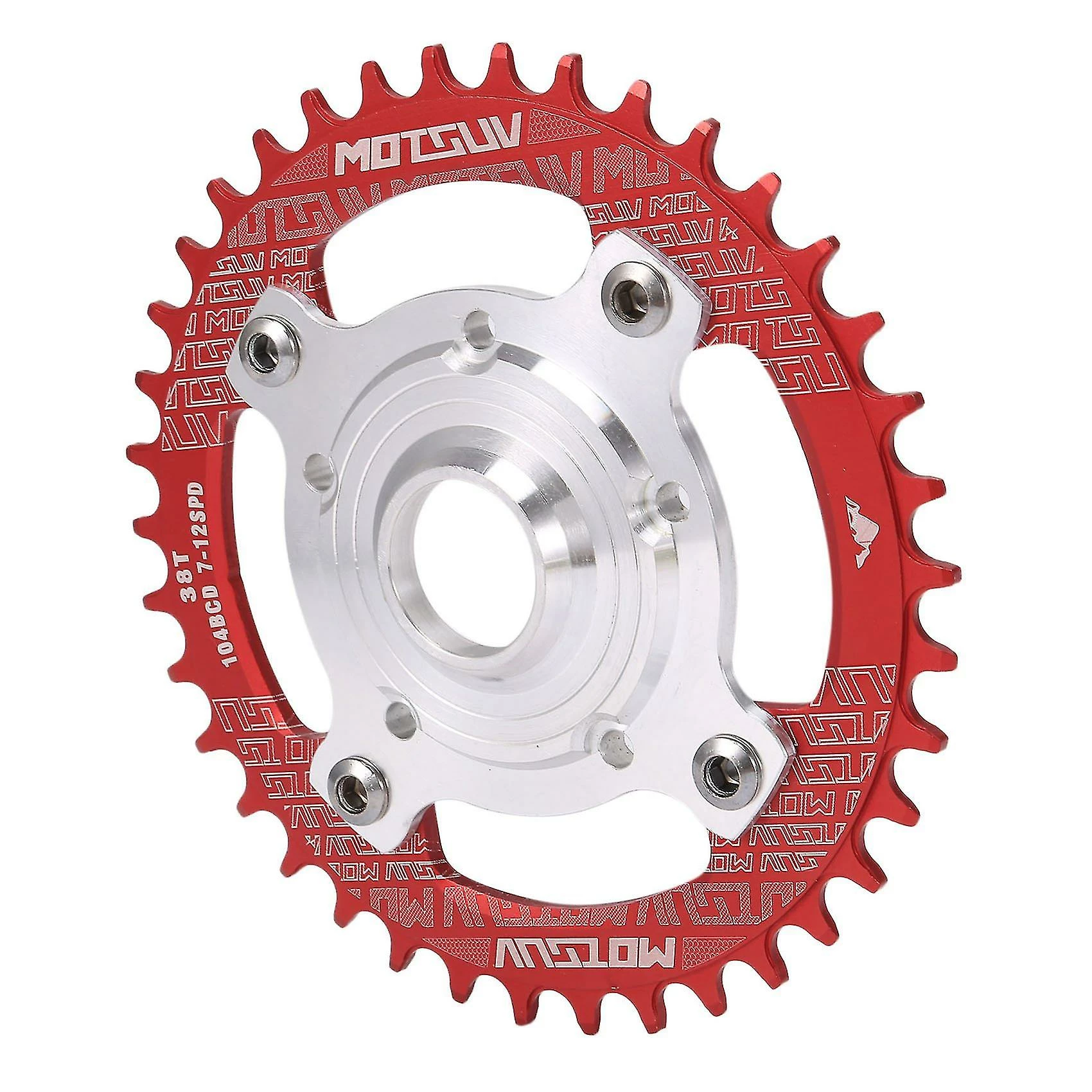 Unbranded 104bcd E-bike Chainring + Adaptateur Compatible Avec Tongsheng Tsdz Crankset, Rouge 38t