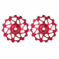 Unbranded 2x 15t 7075 Vélo Dérailleur Arrière Poulie Road Bike Guide Tendeur De Rouleaux Partie Rouge