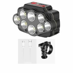 1mor Xinxu Bicycle Light Headlight Strong Light Night Riding Waterproof Solar Mountain Bike Light Night Riding Torch Gear (1 Pièce Noire)