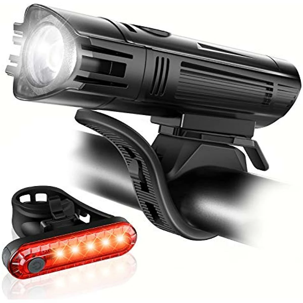 Unbranded Ascher Ultra Bright USB Rechargeable Bike Light Set Puissant Bicycle Front Phare Et Arrière Feu Arrière 4 Modes De Lumière Facile À Installer Pour Les Hommes Femmes