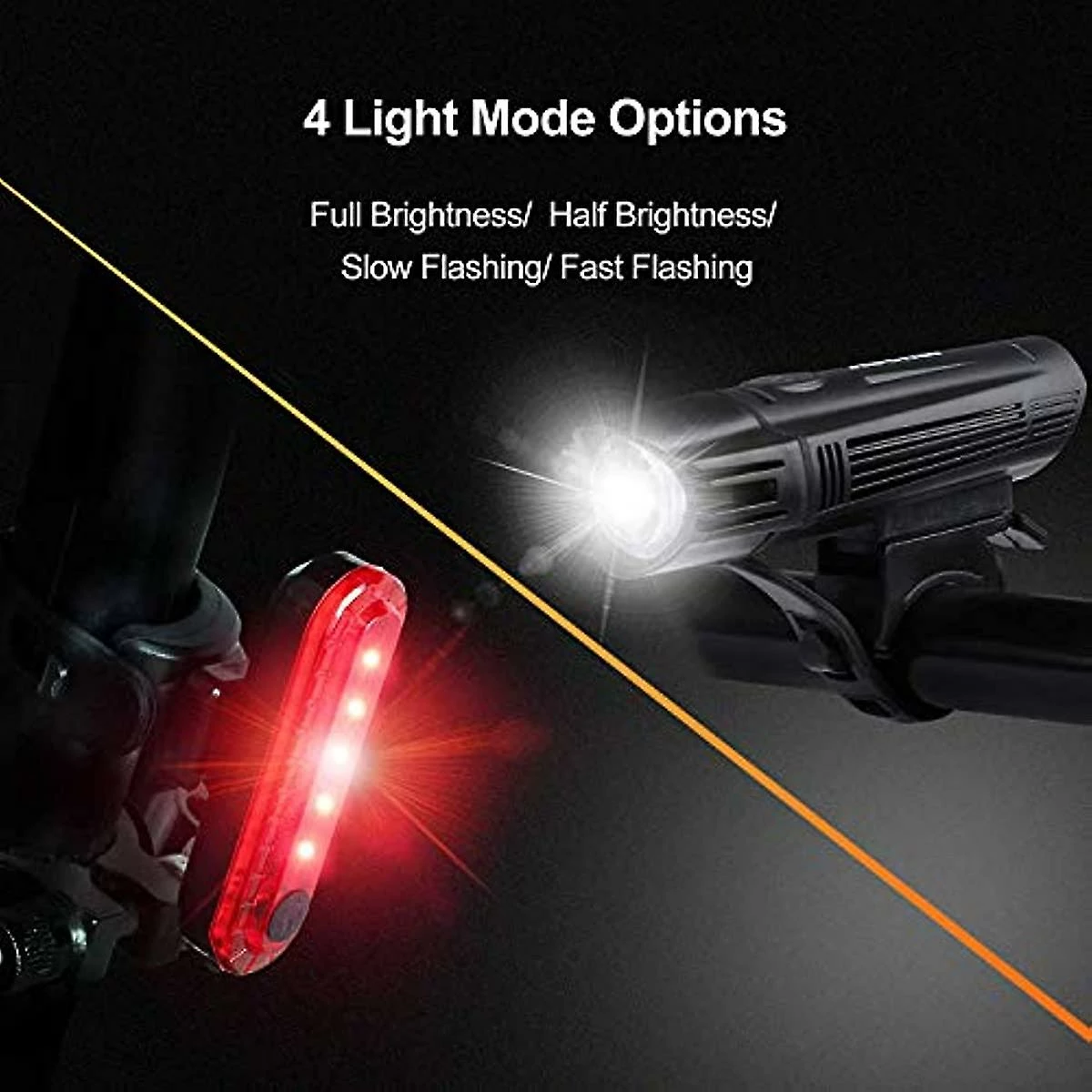 Unbranded Ascher Ultra Bright USB Rechargeable Bike Light Set Puissant Bicycle Front Phare Et Arrière Feu Arrière 4 Modes De Lumière Facile À Installer Pour Les Hommes Femmes – Image 5