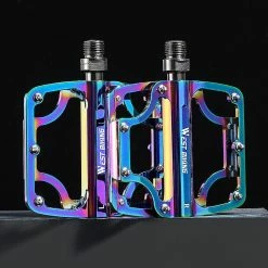 Unbranded Pédales De Vélo 3 Roulements Ultralight Alliage D’aluminium Road Bike Mtb Flat Pedal Avec Vis Antidérapantes Amovibles Goupilles