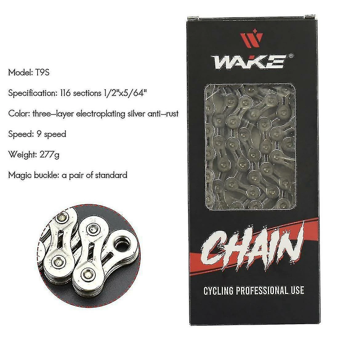 Nufasion Wake 9 Speed Silver Bike Chain Road Bike Chains Repair Parts - – Image 2