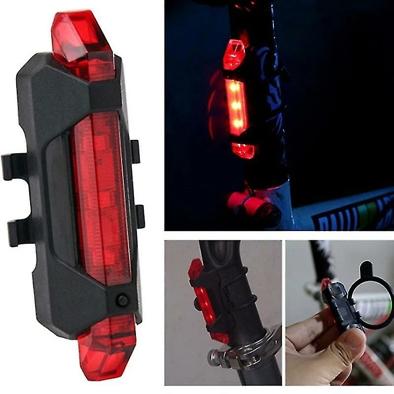 Unbranded Shxx 1pcs Rechargeable Usb Led Bicycle Tail Light Mountain Bike Avertissement De Sécurité Avant Et Arrière Feux Clignotants Accessoires De Conduite De Nuit (918 # Rouge) Xq-zx