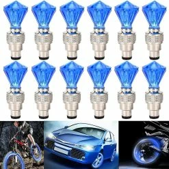 Unbranded 12pcs Led Bike Wheel Lights Tire Cap Valve Stem Lights Lampe Pour Car Trucks Moto Bicycle (coque Bleue)