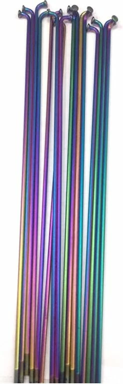 Sldxd Spoke Nipples Rainbow Bicycle Spokes 14g Stainless Steel Rays 26er 27.5er 29er Mountain Bike 700c Road Bike Wheel J-bend Straight Pull For Bicycle (co