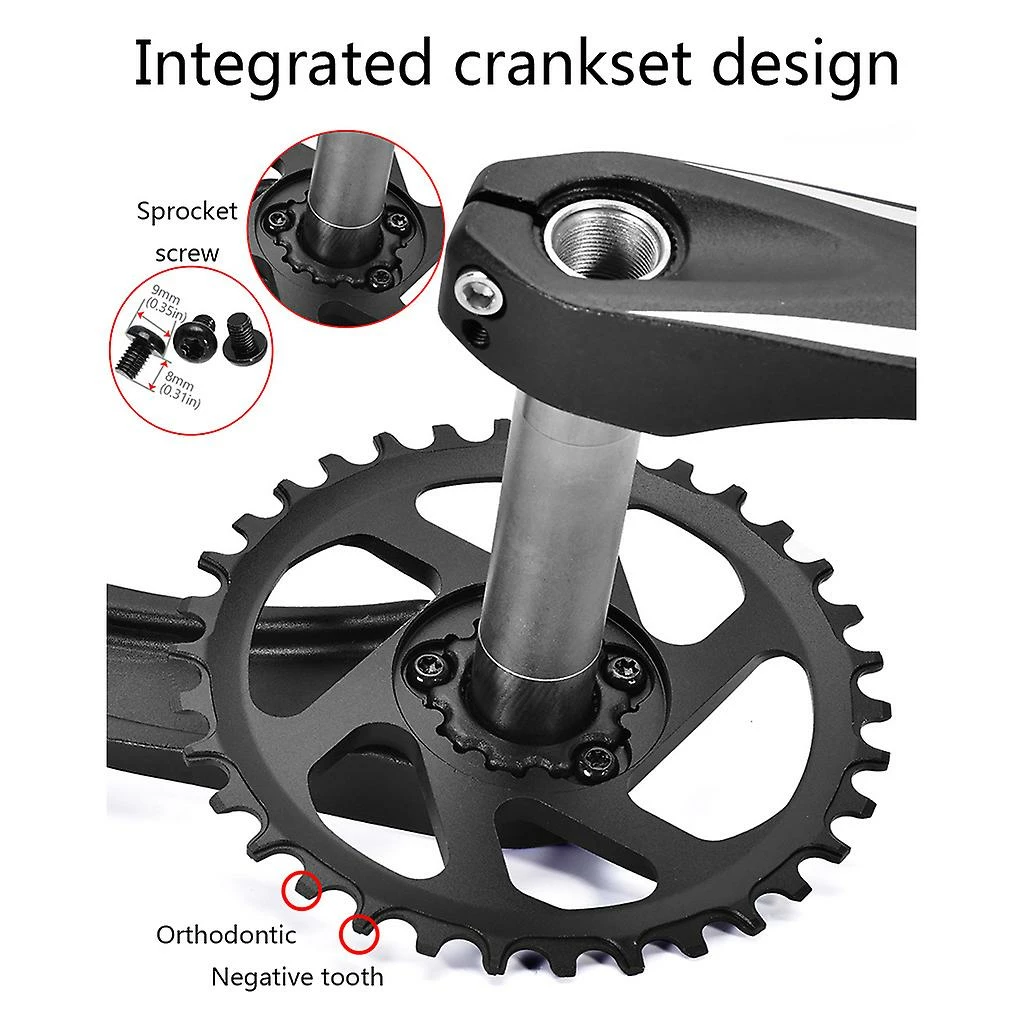 Unbranded Crankset Mountain Bike Crank Arm Set Single Speed 170mm Crankset – Image 4