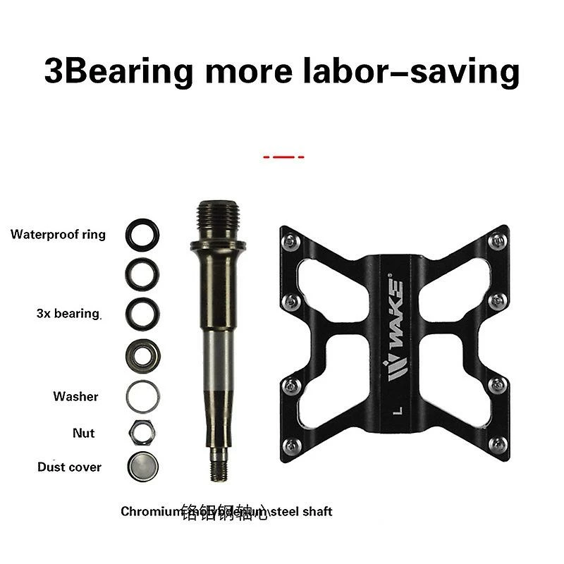 Aionyaaa 1 Pair Bicycle Pedal Non-slip Aluminum Alloy 3 Bearing Mountain Road Mtb Bike Cycling Accessories Wake – Image 2
