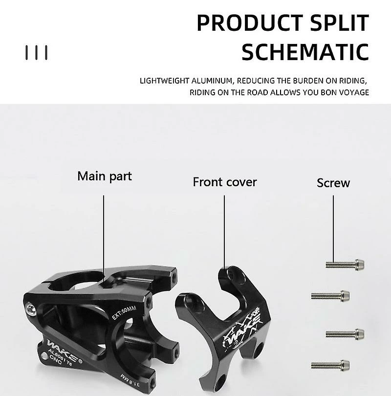 Aionyaaa Wake Bicycle Short Stem Lightweight Aluminum Alloy Hollow Out Mountain Road Bike 31.8*50mm Cycling Accessories – Image 4