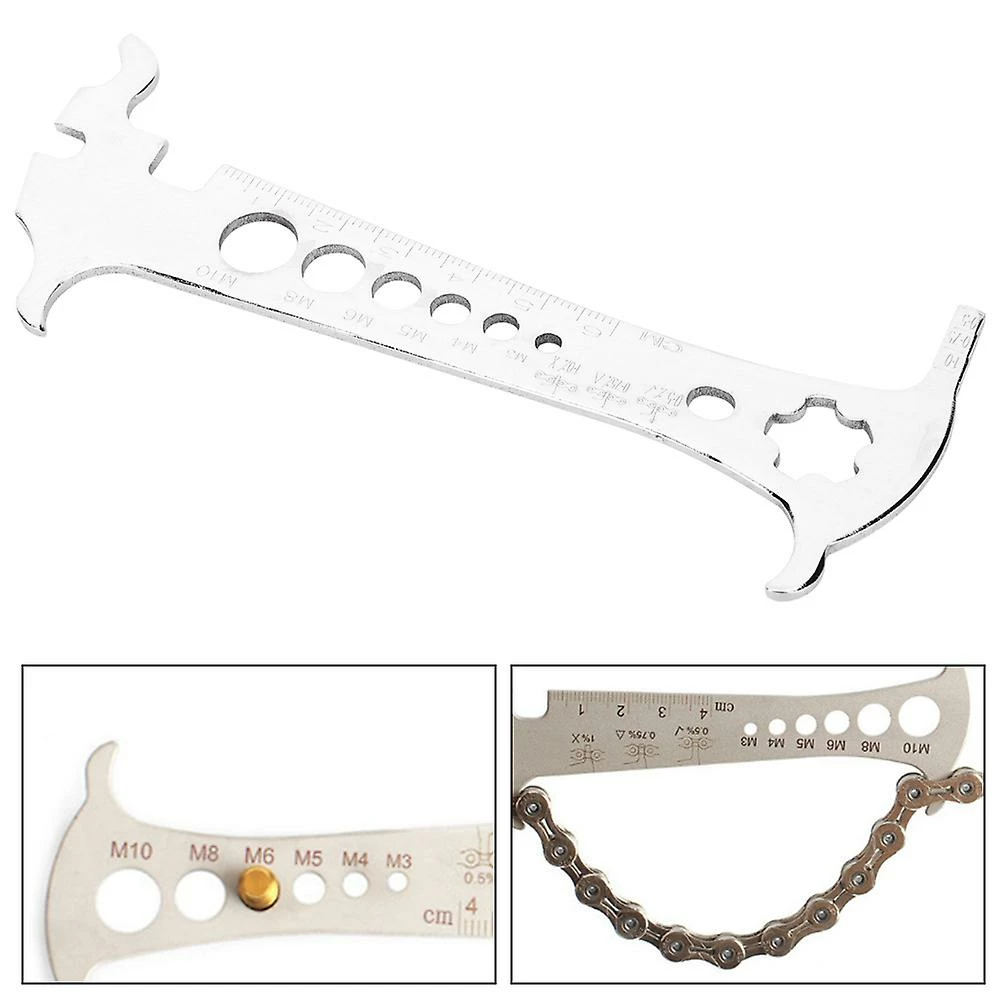 Gegong 6 En 1 Acier Inoxydable Portable Mountain Road Bicycle Chain Measurer Bike Wear Indicator Tool Cycling Accessoire – Image 4