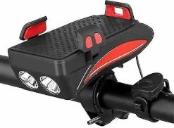 Unbranded 4-en-1 Multi-fonctionnel Bicycle Front Led Light - Universal Bike Phone Mount Holder Puissant Phare De Vélo Usb Rechargeable 4000mah In-built Power B