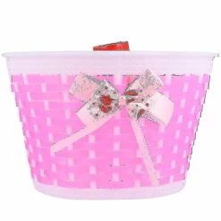 Unbranded 1 Set Kids Bike Front Basket Plastique Détachable Guidon Panier De Rangement Panier Pour Vélo Skateboard (Panier Rose + Ruban Adhésif)